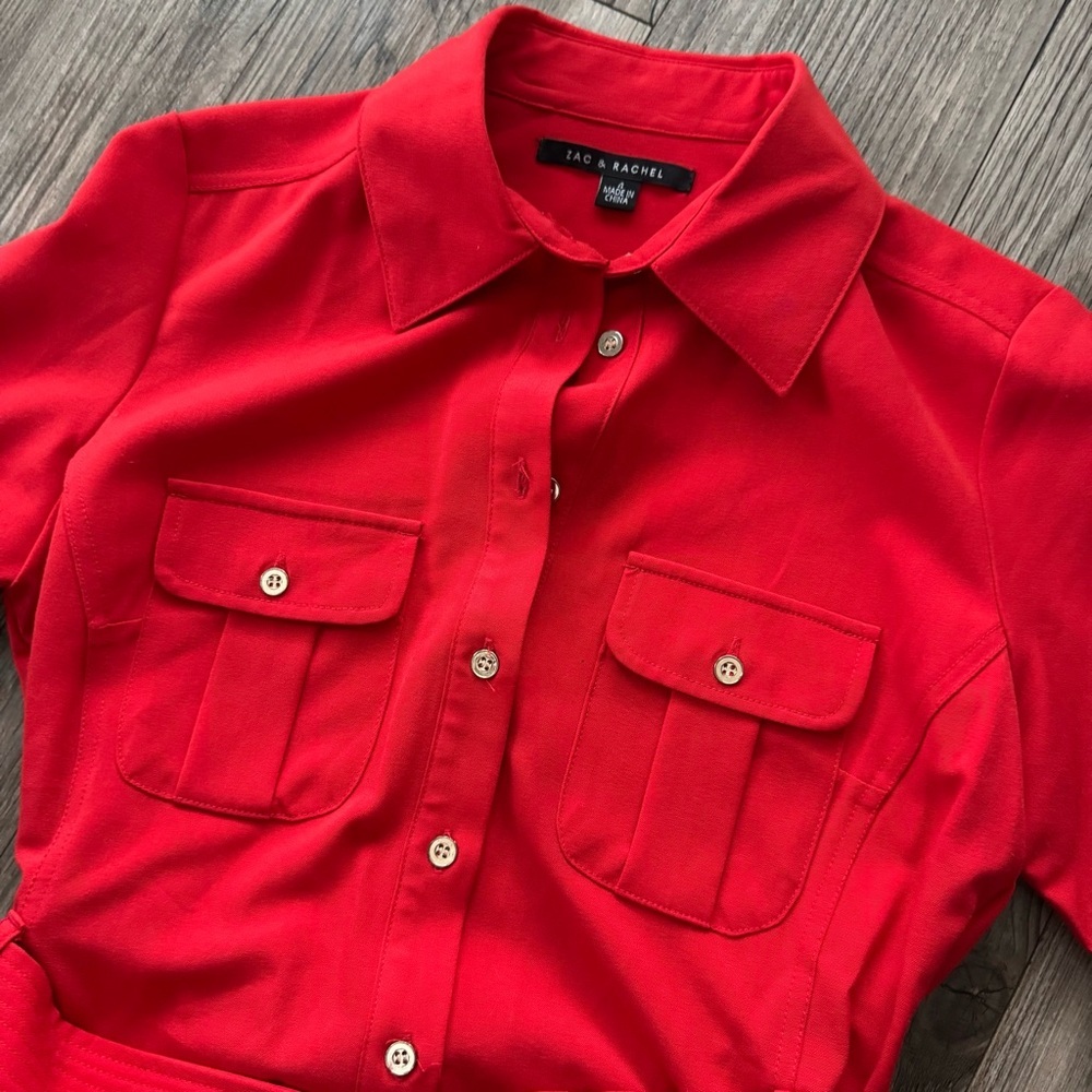 Zac & Rachel Belt Shirt Dress Size 4 - Picture 4 of 6